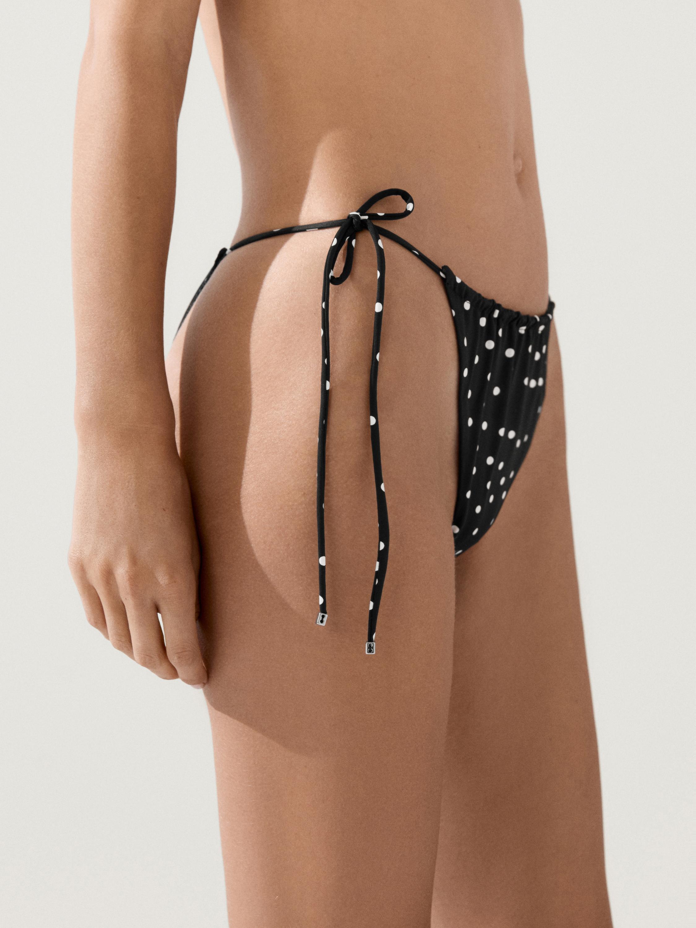 Polka dot print triangle bikini top